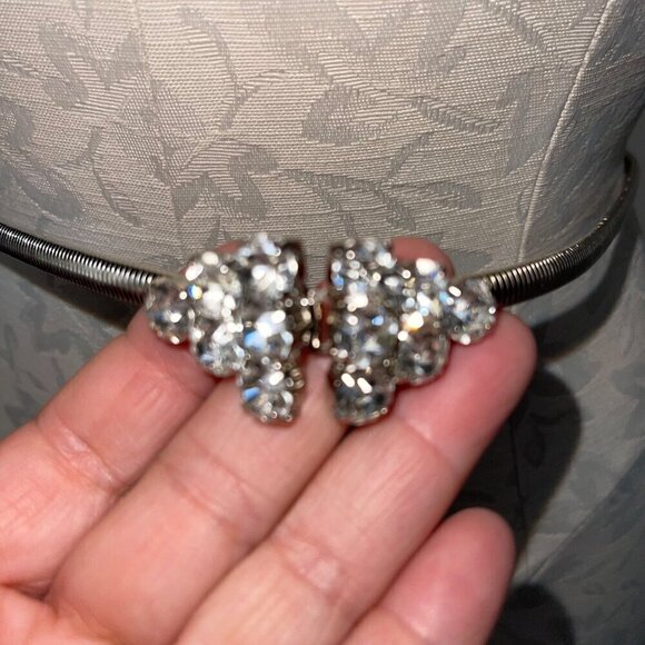 Womens Belt Size 27 Silver Stretch Tone Rhinestone Buckle